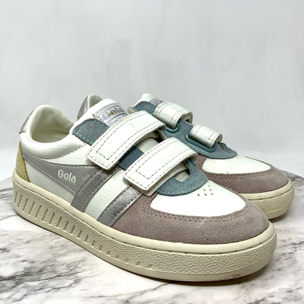 Gola Kids Grandslam Quad Strap White and Pastel Suede Sneakers /3/34 *flawed